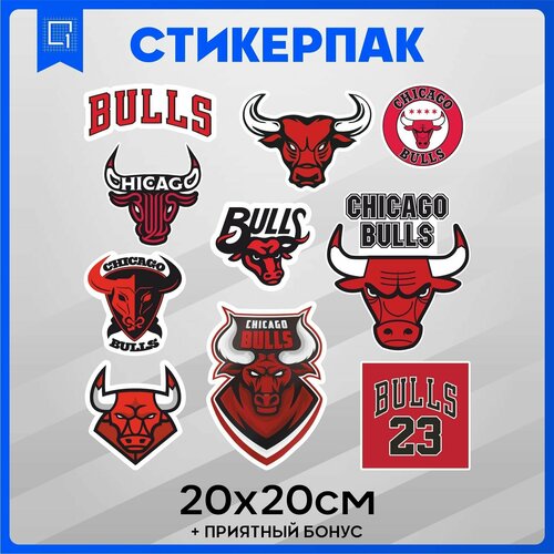 Набор наклеек Стикеры NBA Chicago Bulls 20х20см стикеры наклейки стикерпак гравити фолз 1 50шт водостойкие