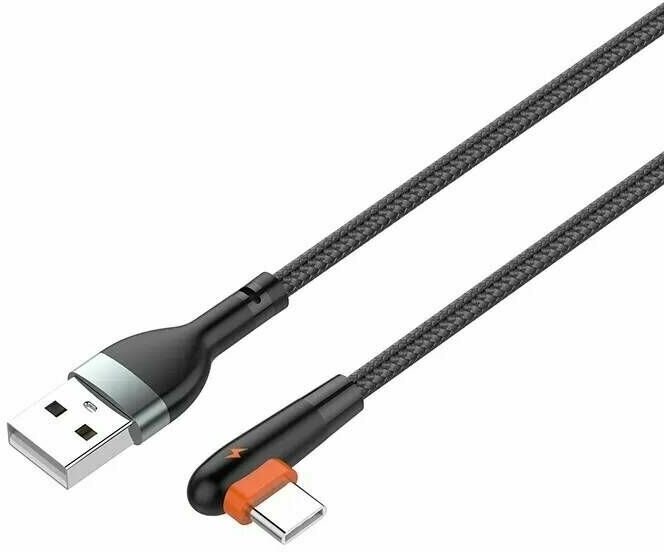 Кабель Ldnio LS561 USB- Tupe-C, 2.4A, 1 метр, Черный/Оранжевый
