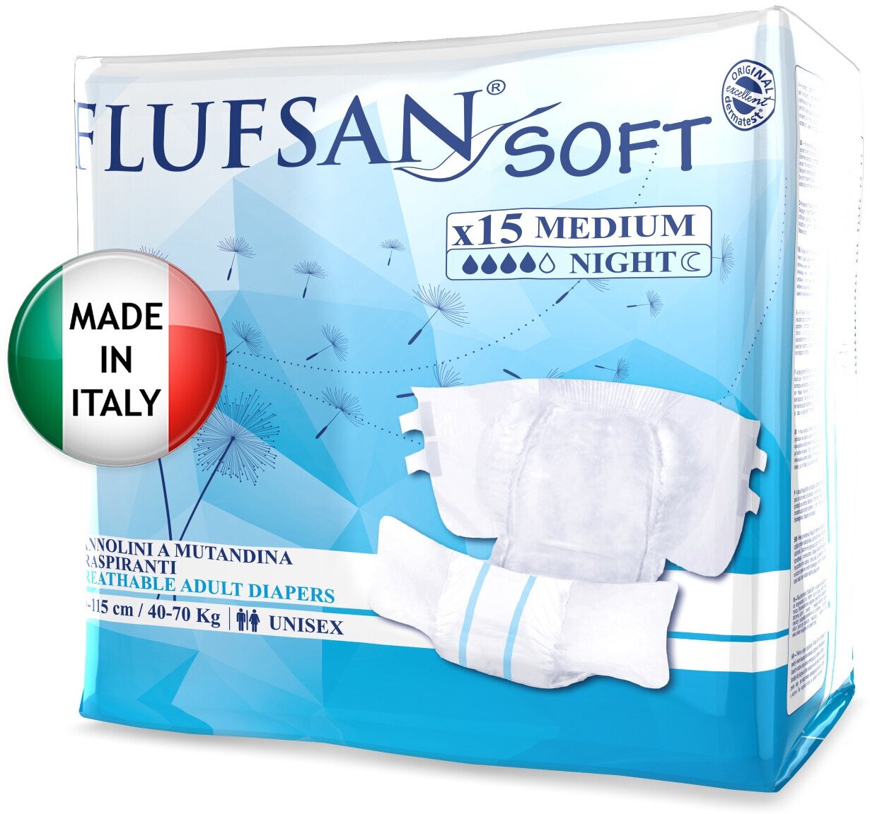 Flufsan Soft Night / Флюфсан Софт Найт - подгузники для взрослых, M, 15 шт.