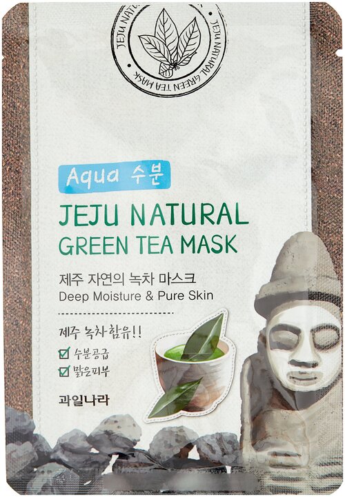 Welcos Jeju Natures питательная маска с экстрактом зеленого чая, 20 мл