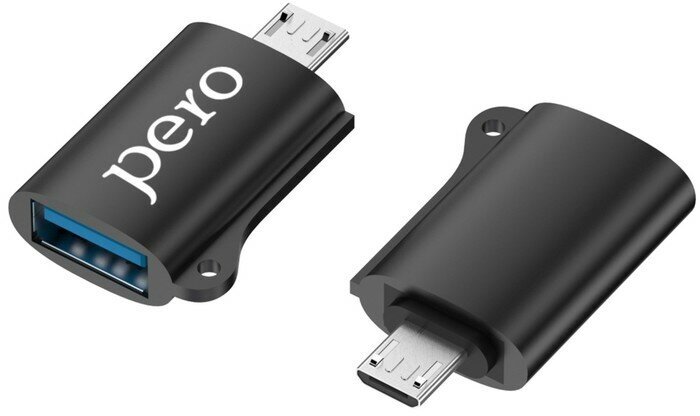 PERO Адаптер OTG PERO AD02, microUSB - USB, металл, черный