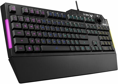 Клавиатура ASUS TUF Gaming K1 90MP01X0-BKRA00 игровая, мембранная, RGB подсветка, USB, регулятор громкости