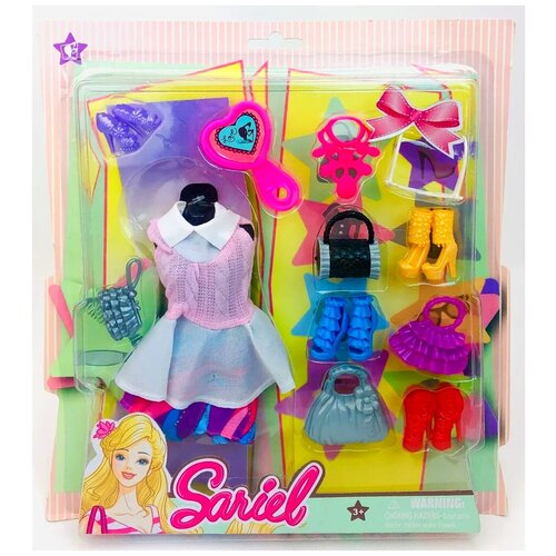 фото Набор аксессуаров для кукол на листе 3315-a sariel, платье, обувь, сумочки, очки, ожерелье, расческа, 28х25х2.5 см shantou city daxiang plastic toys