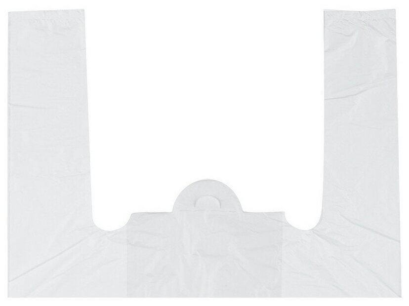 Пакет-майка ПНД 15 мкм белый (30+18х55 см, 100 штук в упаковке) - фотография № 2