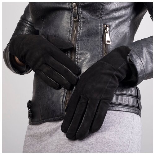 фото Перчатки женские, размер 7, с утеплителем, цвет чёрный сима-ленд