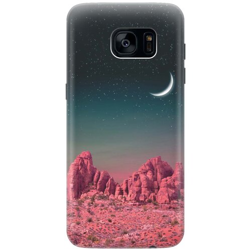 фото Cиликоновый чехол на samsung galaxy s7 edge / самсунг с7 эдж с принтом "месяц над розовыми горами" gosso