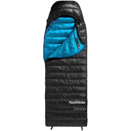 Мешок спальный Naturehike CW400 NH18C400-D с гусинным пухом размер L черный молния слева 6927595761670L 2322000₽
