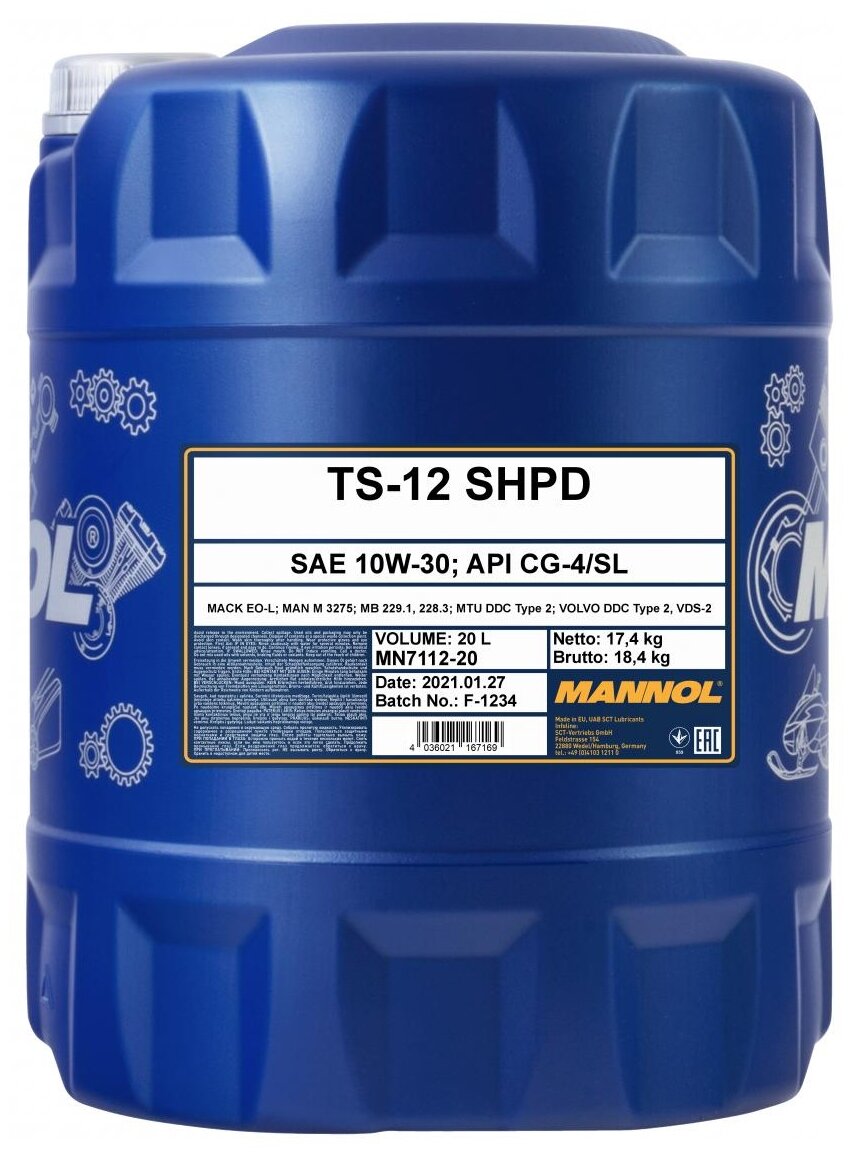 MANNOL 1521 Масло моторное TS-12 SHPD 10W-30 (20л)