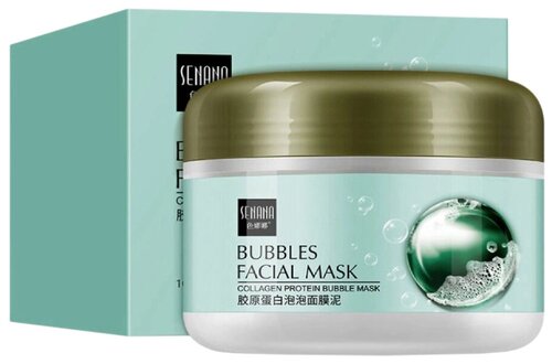 SENANA Bubbles Facial Mask Очищающая пузырьковая маска с коллагеном и вулканической глиной, 100 г, 100 мл