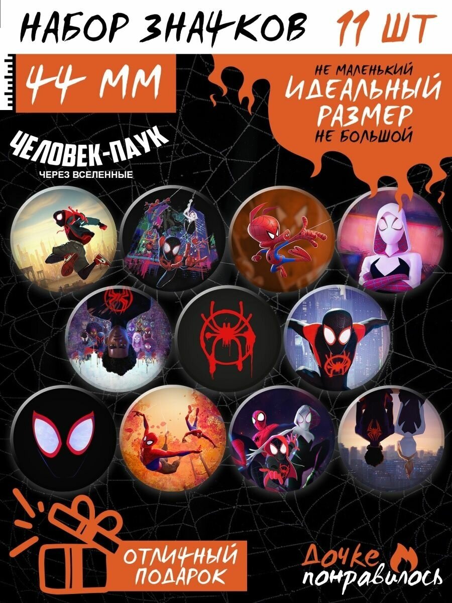 Значки на рюкзак человек паук Spider Man комикс