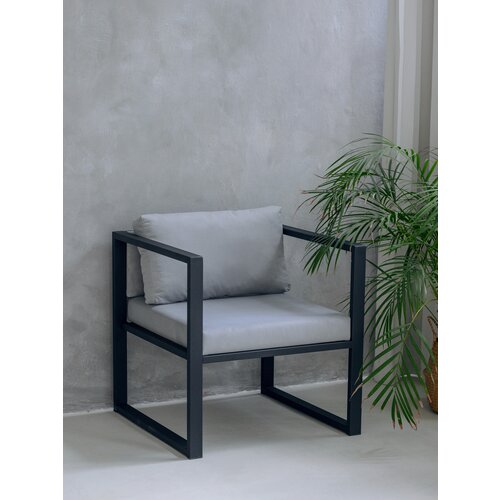 Кресло лофт Curl 70х70х85 см обивка велюр цвет серый на кухню в офис в прихожую на балкон в кафе в салон красоты прямой 10211₽