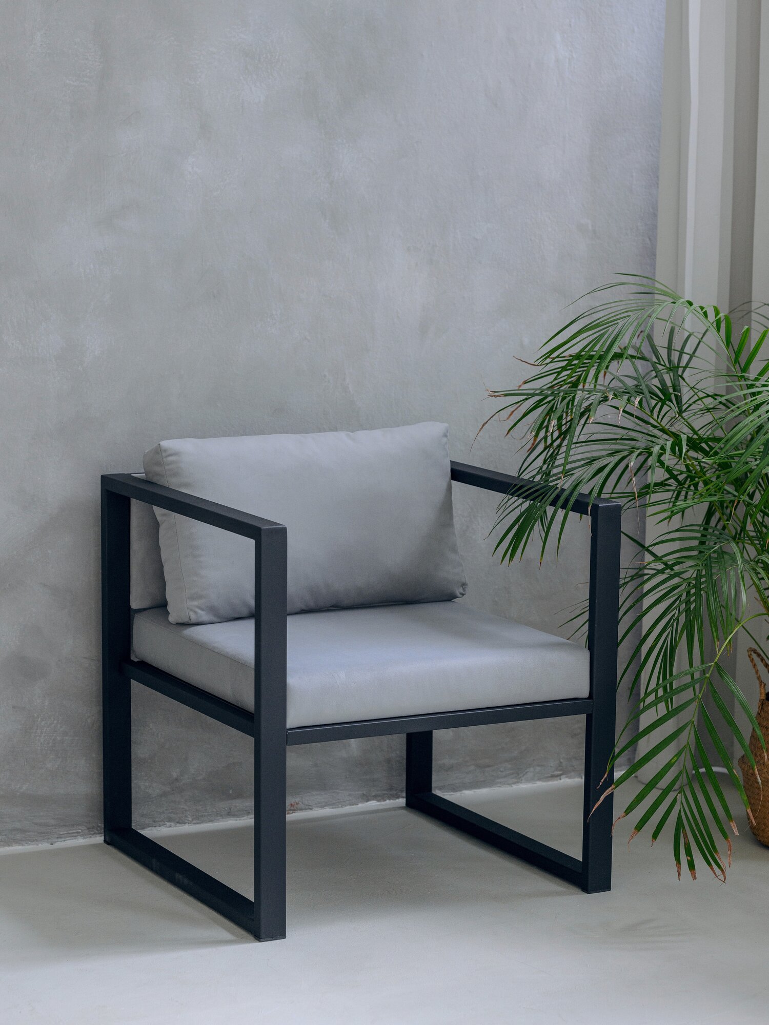 Кресло лофт Curl 70х70, обивка: велюр цвет: серый, в гостиную, офис, кафе, холл, зал ожидания, на кухню - фотография № 1