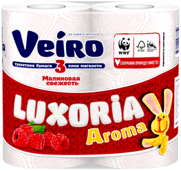 Туалетная бумага Veiro Luxoria Aroma Малиновая свежесть трехслойная 4 рул.