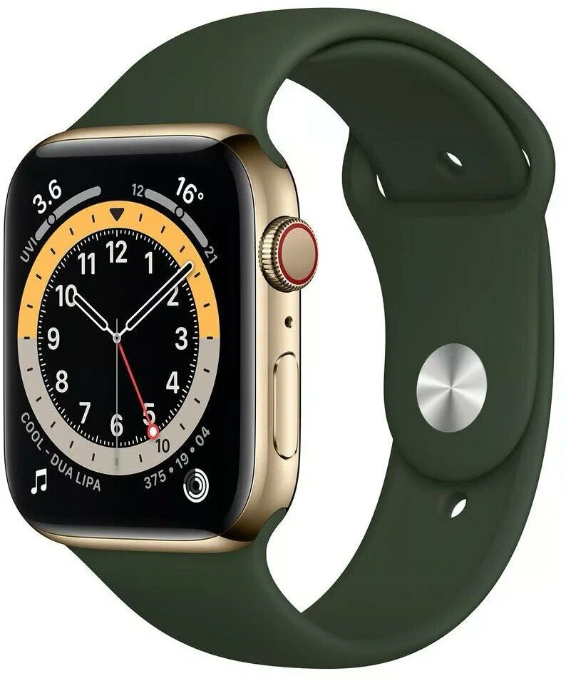 Умные часы Apple Watch Series 6 GPS + Cellular, 40mm Gold Stainless Steel Case with Cyprus Green Sport Band