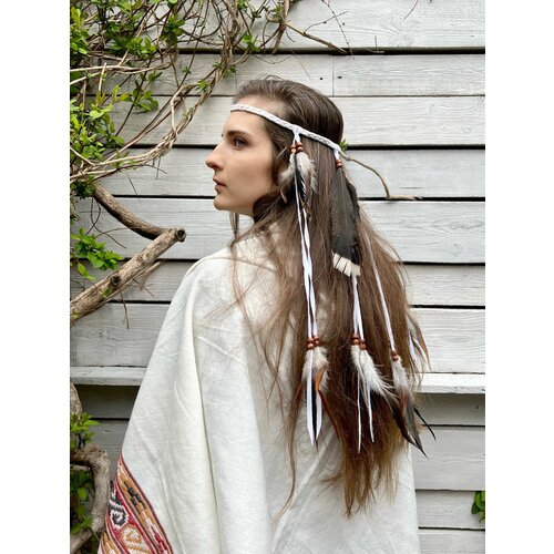 женская повязка на голову в стиле бохо регулируемая повязка на голову с перьями павлина 2023 Повязка на голову с перьями