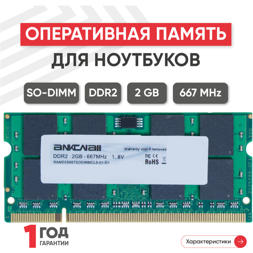 Модуль памяти Ankowall SODIMM DDR2, 2ГБ, 667МГц, PC2-5300