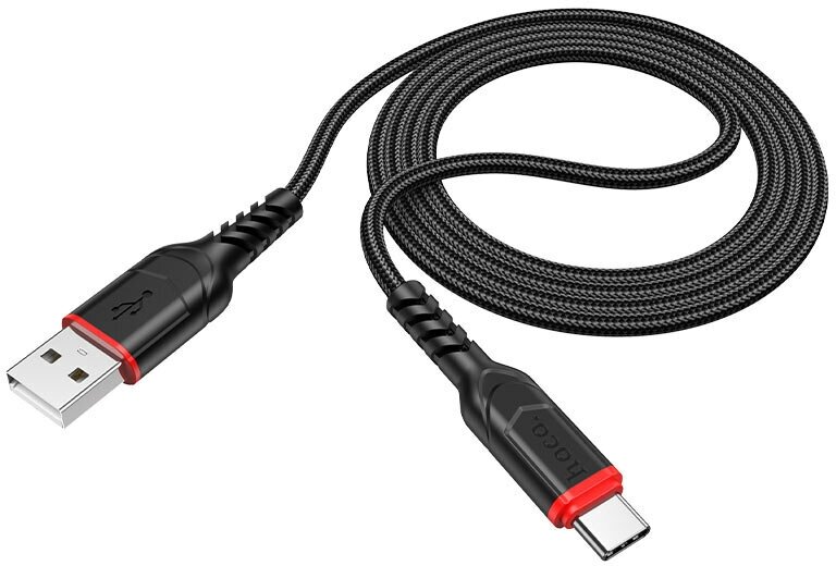 USB кабель HOCO X59 Victory Type-C, 2.4А, 1м, нейлон (черный)