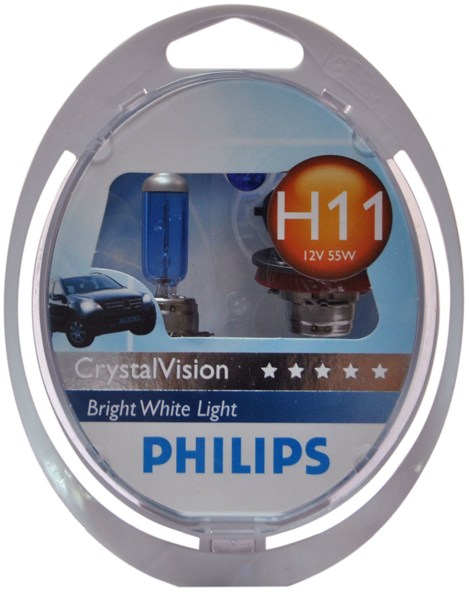 Лампы H11 12v 55w Pgj19-2 4300k Crystalvision (Бокс, 2шт) Philips арт. 12362CVSM