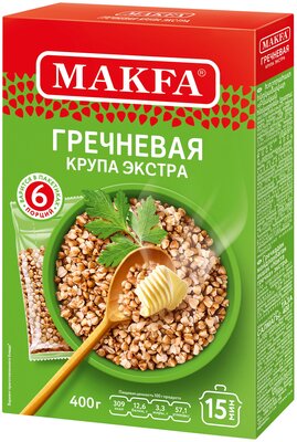 Гречневая крупа Макфа ядрица Экстра в пакетах для варки, коробка, 400 г