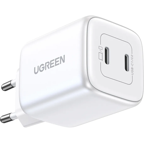 Сетевое зарядное устройство Ugreen CD 294 USB-C+USB-C PD GaN Fast Charger 45W, цвет белый (15327) сетевое зарядное устройство ugreen cd318 15324 nexode mini usb c 20w pd gan fast charger eu цвет белый