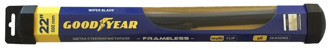 Щетка стеклоочистителя Goodyear Frameless Multi Clip 550 мм бескаркасная