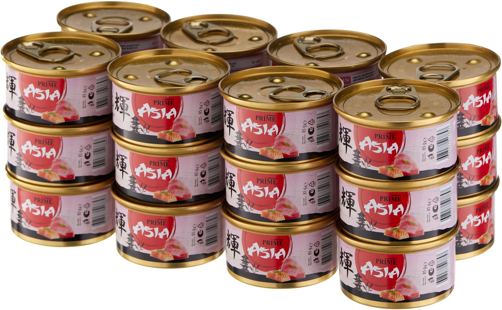 Влажный корм для кошек PRIME Asia тунец с лососем 24 уп. х 85 г (кусочки в желе)