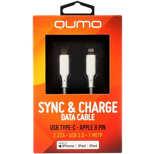 Зарядный кабель QUMO MFI для устройств Apple Type-C на MFI Apple 8 pin, силиконовый 20W, PD (белый)