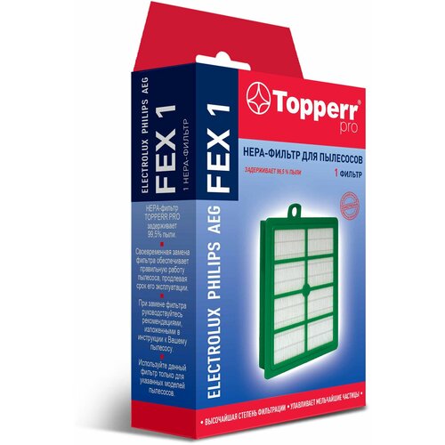 Сменный HEPA-фильтр TOPPERR FEX 1, для пылесосов ELECTROLUX, PHILIPS, AEG, 1104 фильтр hepa пылесоса electrolux philips bork тип hepa h12 efh12 зам fex 1 9001677682