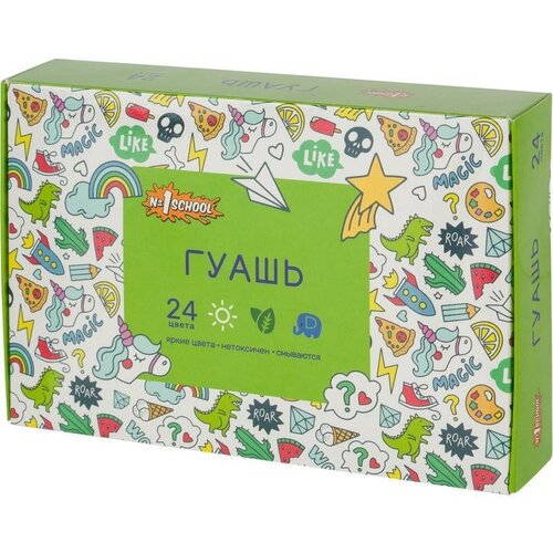 Гуашь 24 цвета 1 School Отличник 10мл 8 уп 3069₽