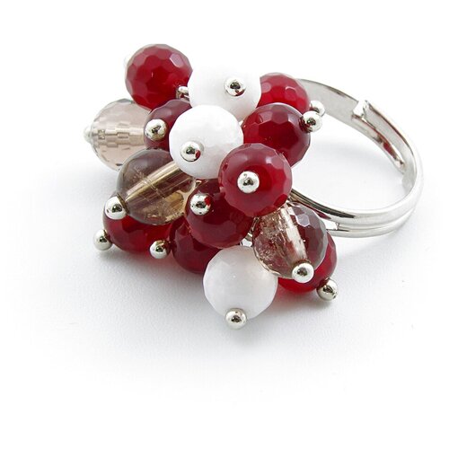 Кольцо ЖемАрт, кварц, серебряный, бордовый