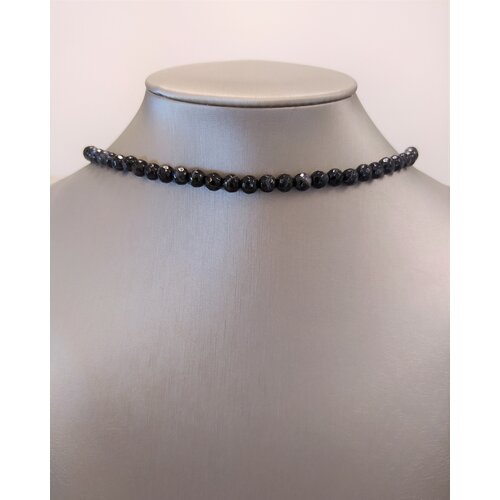 COOLSTONE Ожерелье BLACK SWAN дизайнерское премиум из Натурального огранённого чёрного агата в посеребрении, ручная работа