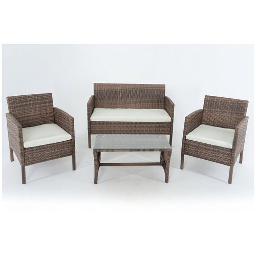 фото Комплект мебели vinotti f0851 (2 кресла+стол+диван) коричневый