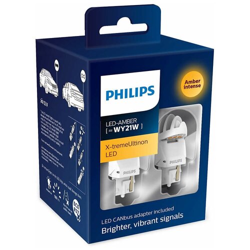 Philips1 PHILIPS Автолампа WY21W LED AMBER INTENSE с блокиратором ошибок SmartCANbus (2шт+2шт) 12V PHILIPS 1 PHILIPS 11065XUAXM