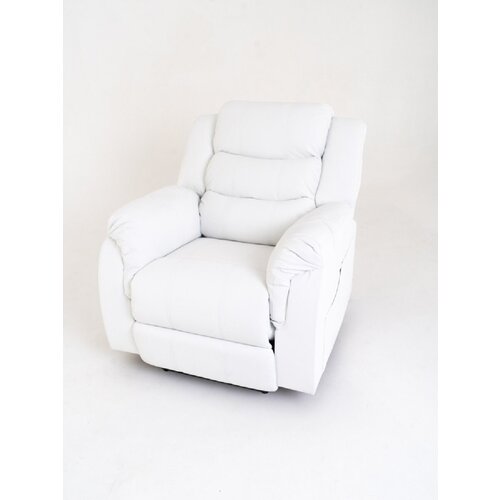 Кресло реклайнер механический, раскладывается на 180°, искусственная кожа, Белый