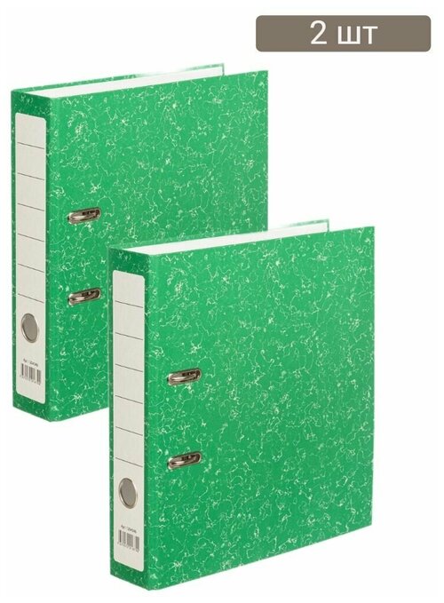 Папка-регистратор Attache Economy, без металлического уголка, 75мм, черный/белый, зеленый, бумага 2 комплекта
