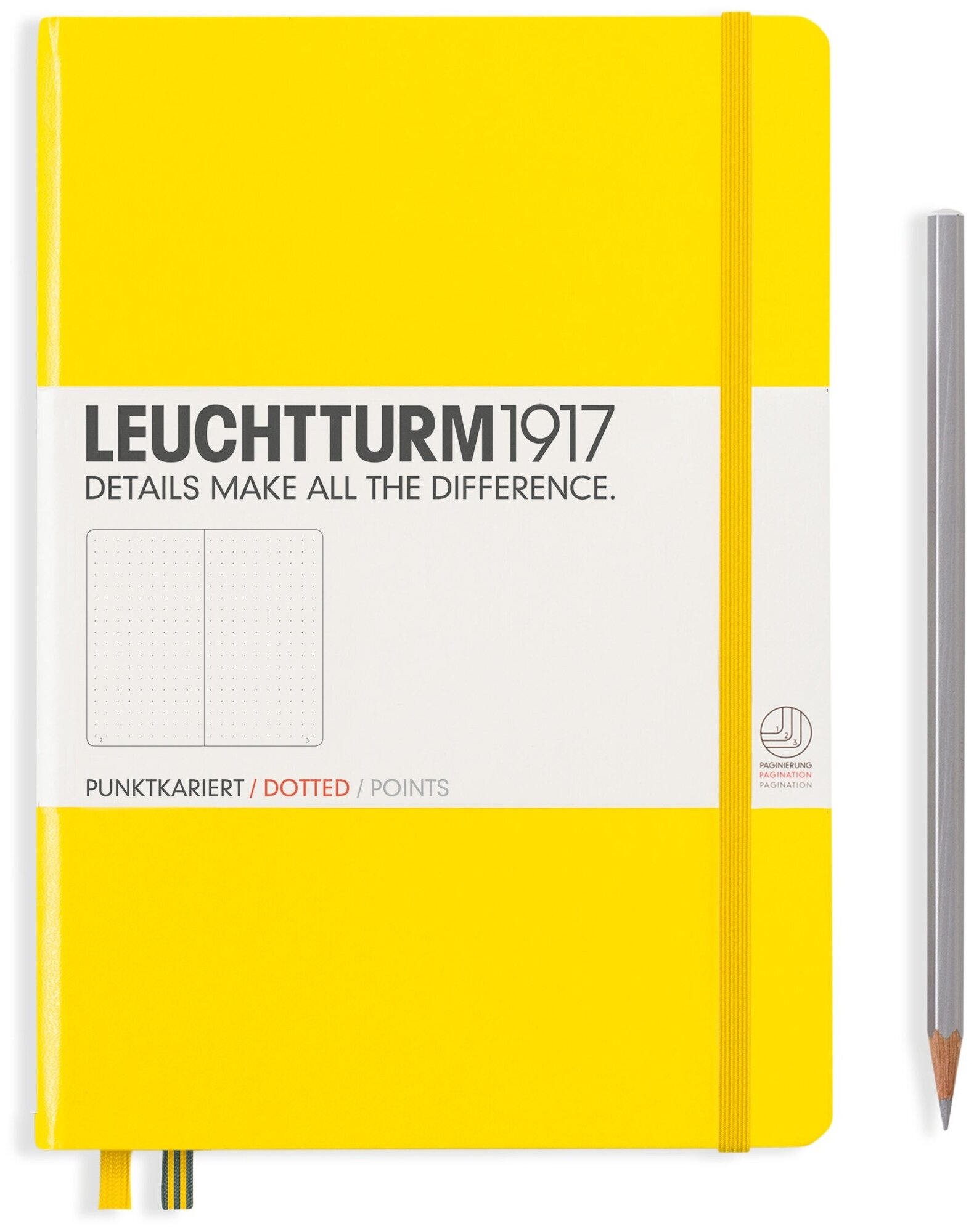 Записная книжка Leuchtturm Medium A5 Lemon твердая обложка 251 стр точка (344800)