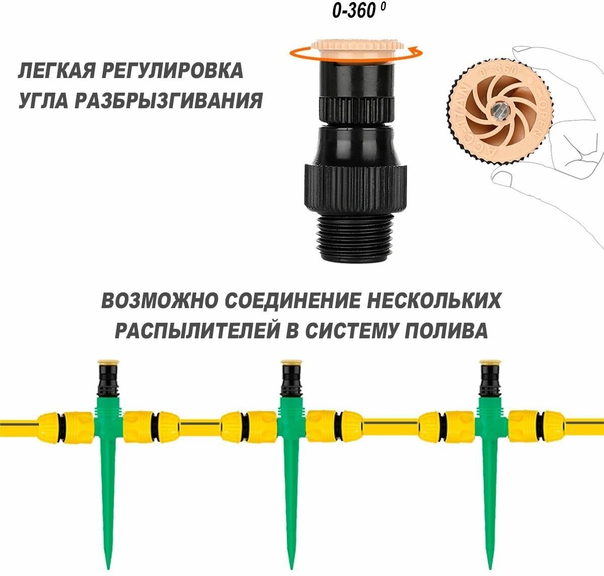 Разбрызгиватель дождеватель для полива газона, автополив на пике, распылитель веерный - фотография № 3