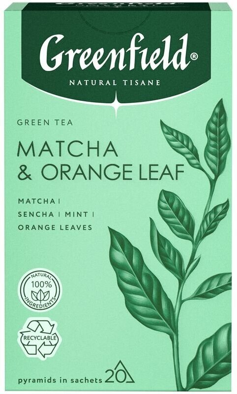 Чай Greenfield Natural Tisane Matcha&Orange Leaf зелёный, 20х1.8г