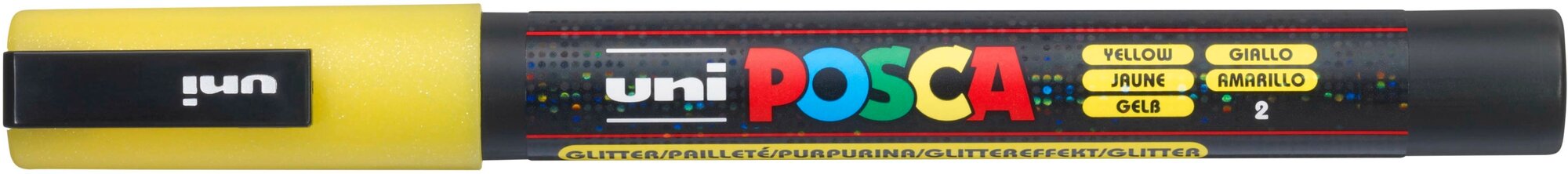 Маркер POSCA PC-3ML, жёлтый с блёстками, 0.9 - 1.3 мм, овальный наконечник