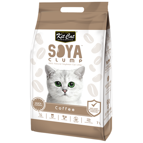 Комкующийся наполнитель Kit Cat Soya Clump Coffee, 7л, 1 шт.