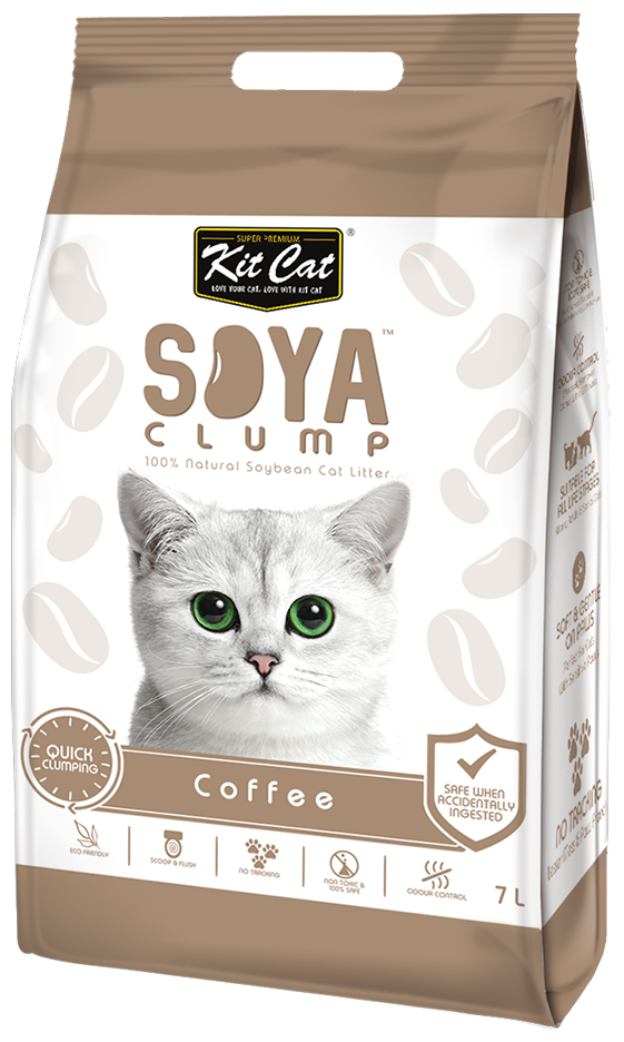 Kit Cat SoyaClump Soybean Litter Coffee соевый биоразлагаемый комкующийся наполнитель с ароматом кофе - 7 л