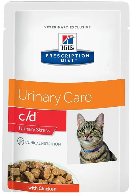 Влажный диетический корм Hill's Prescription Diet для взрослых кошек c/d при урологическом стресс-синдроме, курица, 85г - фото №16