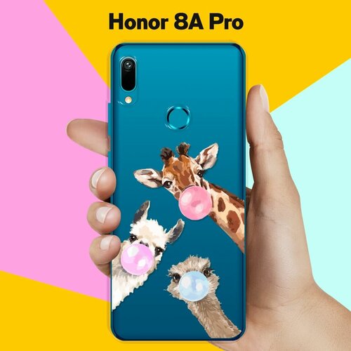 Силиконовый чехол Лама, жираф и страус на Honor 8A Pro силиконовый чехол лама жираф и страус на honor 9s