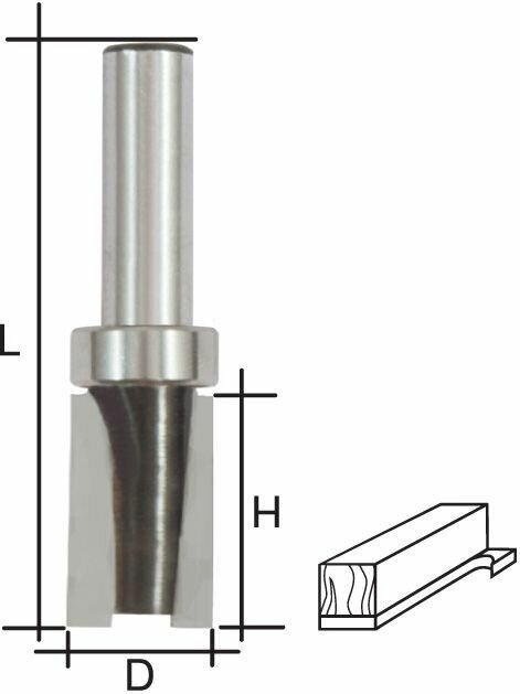 Фреза кромочная прямая с верхним подшипником (16х20x60 мм) FIT