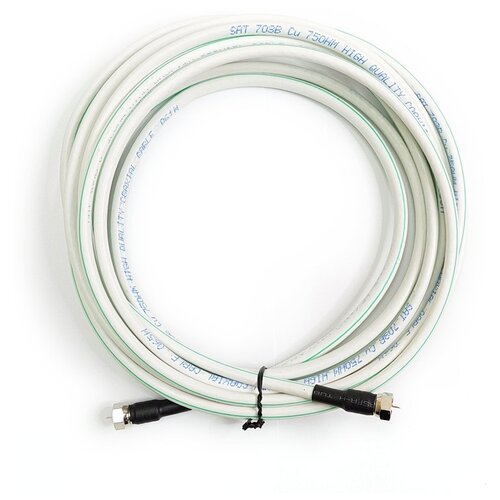Коаксиальный кабель SAT-703 (RG-6) с разъемами F-male (F113-55), 10 метров