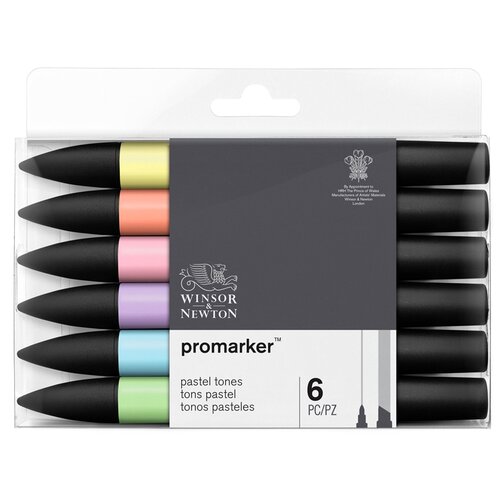 Художественные маркеры Winsor&Newton двухсторонние, Pro, 6 цветов, пастельные (290113)