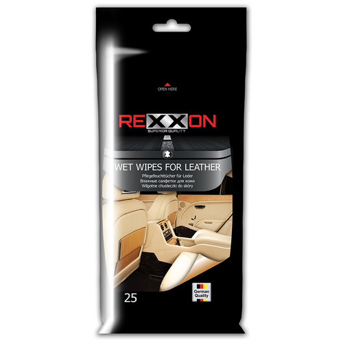 Rexxon Салфетки влажные для кожи салона автомобиля, 25 шт.