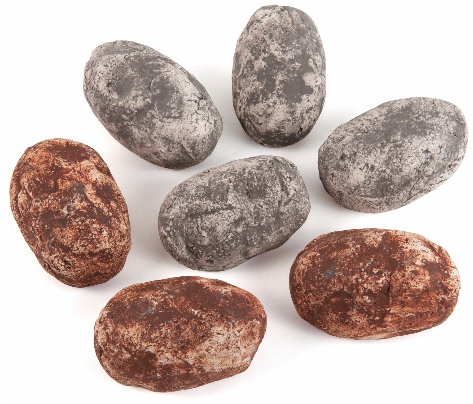 Набор Bioteplo из 7 смешанных серых и коричневых камней для биокаминов - фотография № 1