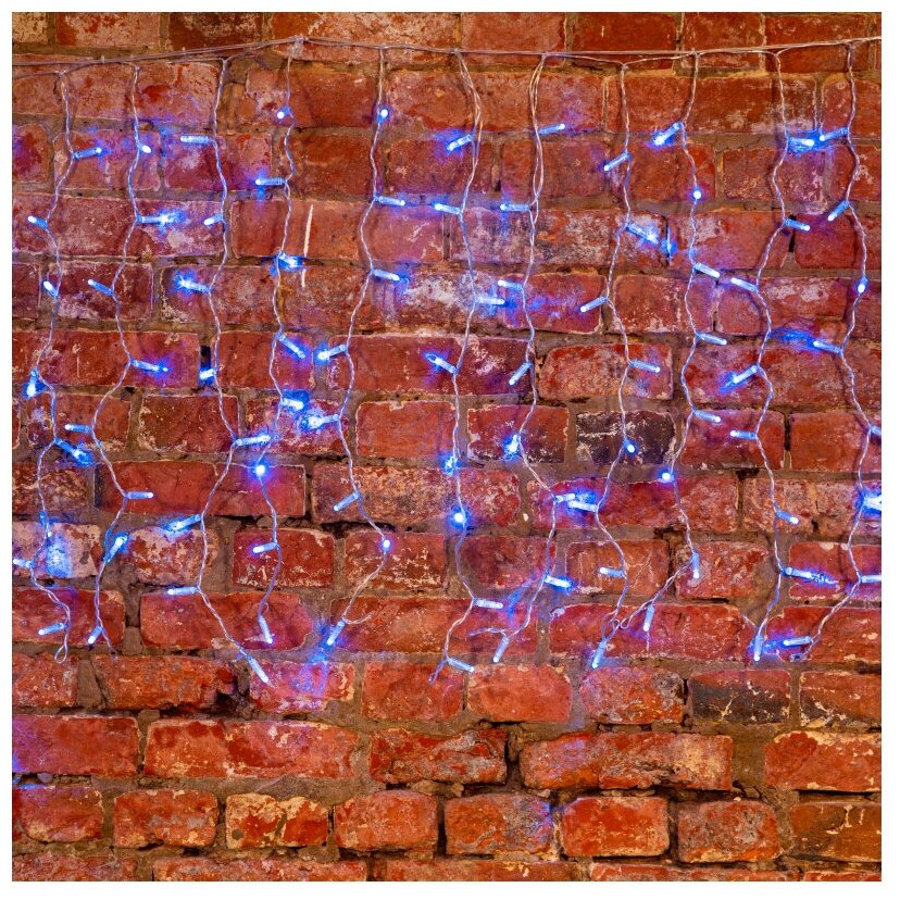 Гирлянда "Светодиодный Дождь" 2х6м, постоянное свечение, прозрачный провод, 230 В, диоды синие, 1140