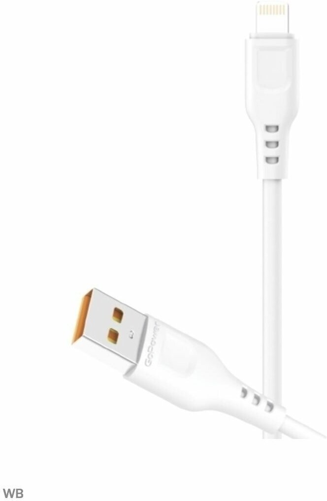 Кабель GoPower GP01L USB (m)-Lightning (m) 1.0м 2.4A ПВХ белый (1/800)